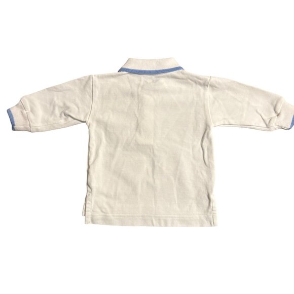 Baby White Polo Shirt With Blue Trim By Florence Eiseman Size 9M Cotton Blend - Picture 2 of 3